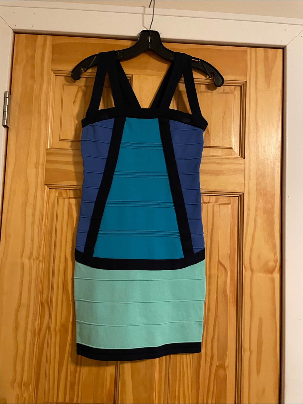 WOW couture Blue and Mint Blocked Bodycon Mini Dress
